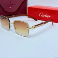 Cartier Rimless Wooden Sunglasses