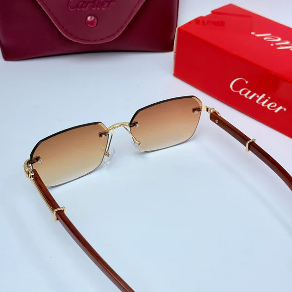 Cartier Rimless Wooden Sunglasses