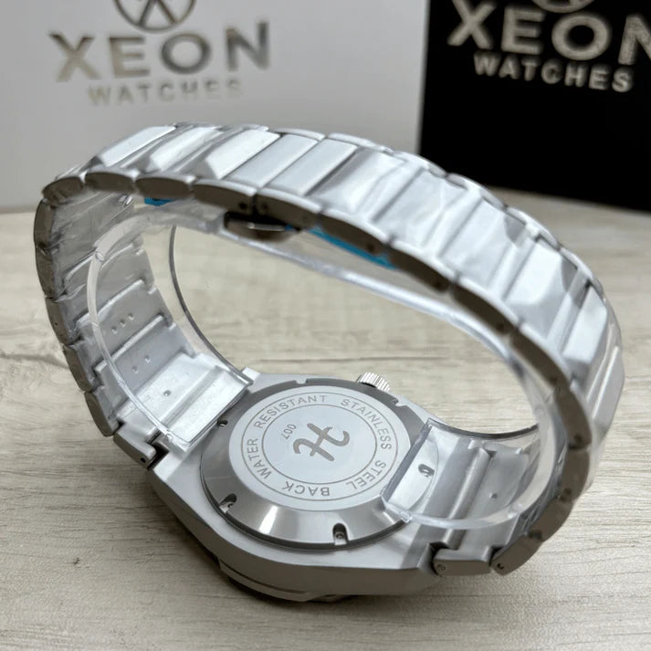 Hublot Premium Skeleton Watch | Silver Dial | Luxury Diamond Cut Chain