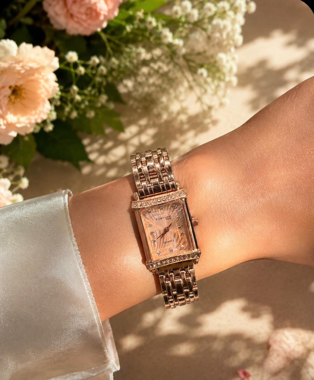 Ladies Vintage Square Stone Dial Watch – Rosegold | Sale