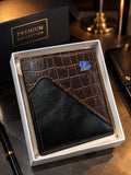 Premium Crocodile Pattern Card Holder | Dual-Tone Slim Leather Wallet for Men