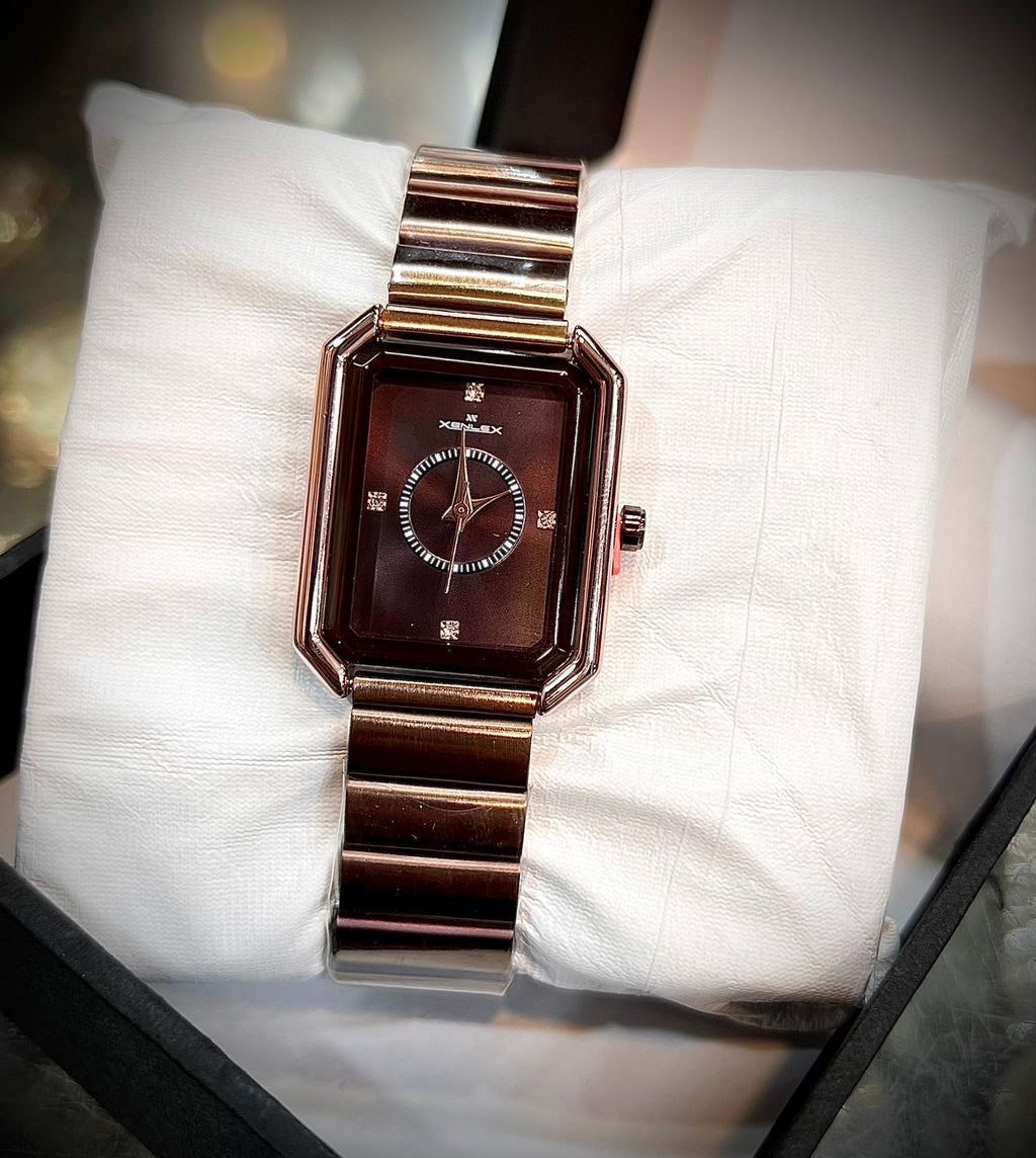 XENLEX Ladies Premium Watch – Square Shape | Stainless Steel | With Box