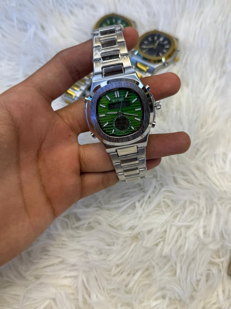 BESTWIN Double Time – PP Style | Day Date Alarm | Stopwatch | Multi Color | Quartz