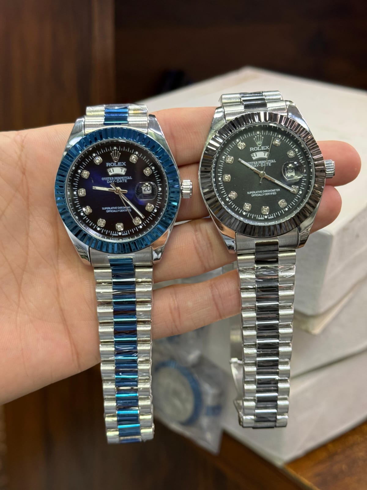 ROLEX – Day & Date | Cut Case | 12 Nagina | Taj Lock | 4 Dial Colors | Quartz