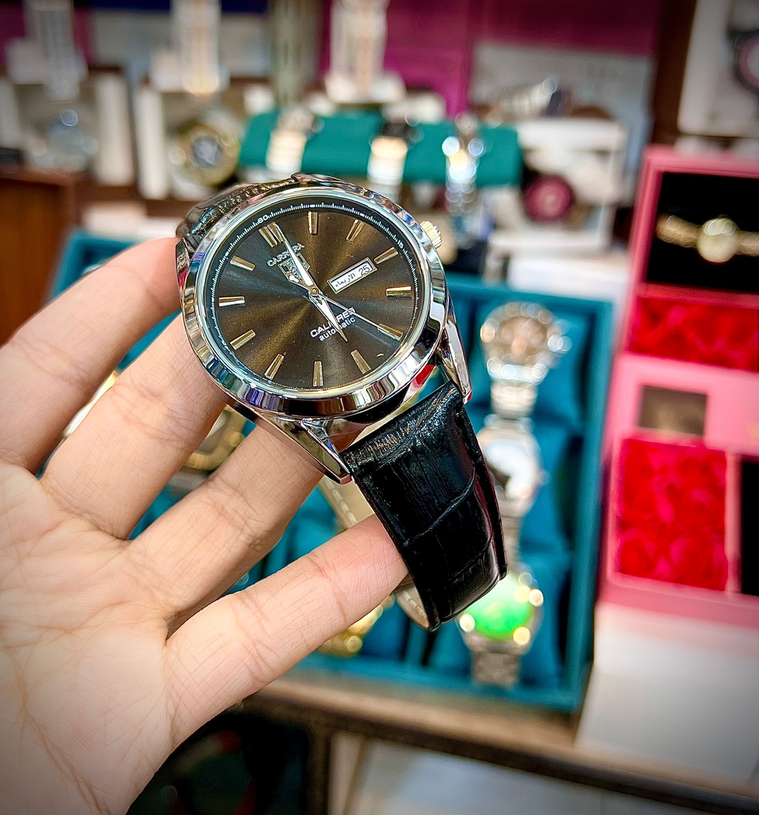 TAG HEUER Carrera – Men's Leather Strap Watch | Day & Date | Master Lock | 2 Colors