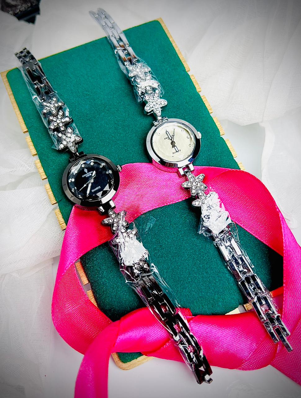 Crystal Time Ladies Fancy Wrist Watch – Silver | Golden | Rosegold | Black