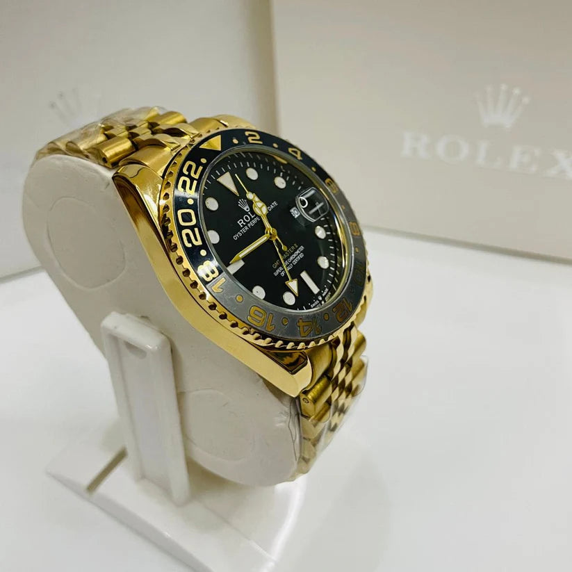 RLX GMT Master 40mm – Yellow Gold & Black Dial | Jubilee Chain